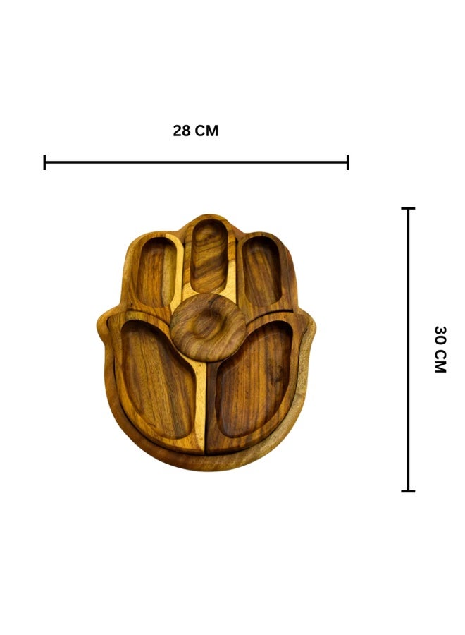 A plate for snacks and treats shaped like a palm-shaped wooden hand, made from natural wood. - Image 3